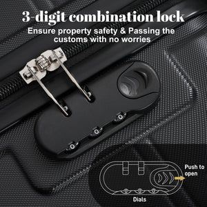 English Elm 6 Piece Hardshell Abs Travel Set with Spinner Wheels Combination Lock and Toiletry Bag N732P391465B