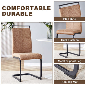 English Elm 1 Contemporary 5-Piece Dining Set With Tempered Glass Tabletop & 4 Brown Fabric Chairs For Home W1151S04027