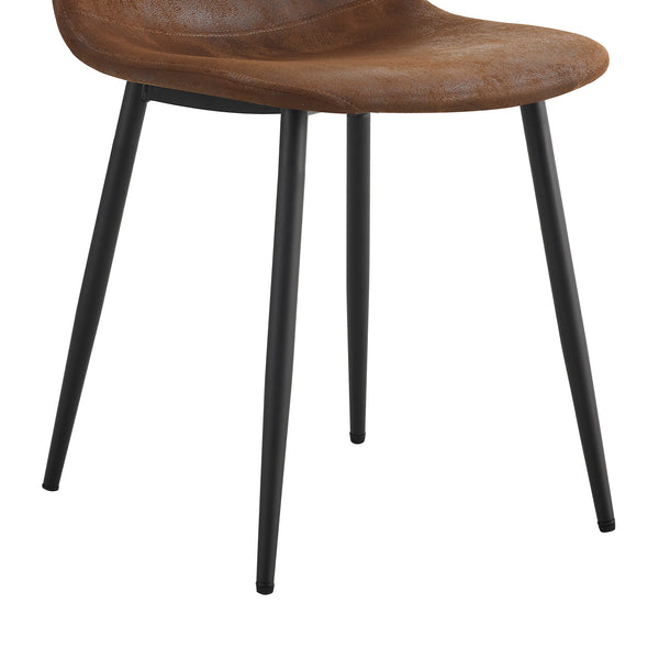 English Elm A set of 4 modern medieval restaurant cushioned side chairs with brown techno-fabric seats & black metal legs, ergonomic comfort and easy assembly (W115149079) W1151P306740