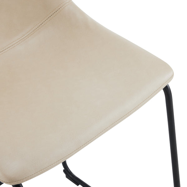 English Elm Christopher Knight Home® - (Set of 2) Vintage Cream & Black Counter Stools with Thick Cushion, Iron Sled Legs, Footrest — 24" Comfort N780P170743C