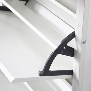 English Elm Shoe Storage Cabinet Slim 3 Flip Drawers + 1 Drawer, Holds 12-15 Pairs, Durable MDF & Metal Frame, Alabaster090 W2948P245239