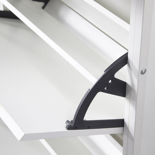 English Elm Shoe Storage Cabinet Slim 3 Flip Drawers + 1 Drawer, Holds 12-15 Pairs, Durable MDF & Metal Frame, Alabaster090 W2948P245239