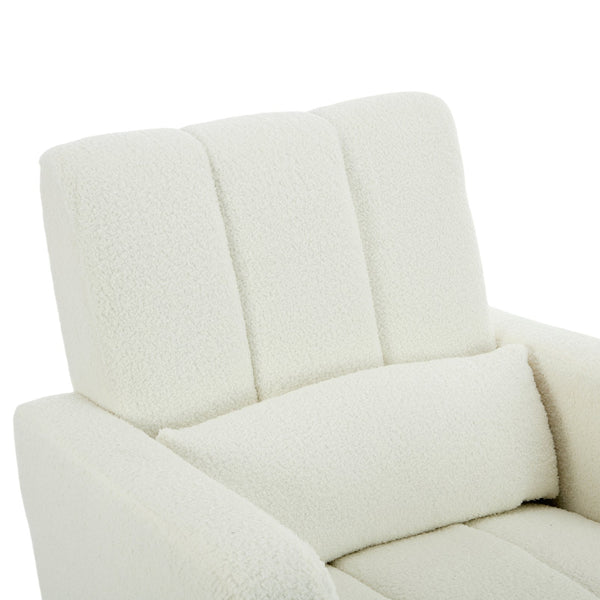 English Elm Christopher Knight Home® - Accent Rocking Chair In Cream White Teddy Velvet - Luxurious Comfort, Ergonomic Support & Style! N765P263906W
