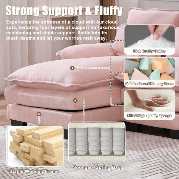 English Elm United We Win U-Shaped Modular Cloud Couch, 110" Chenille Sectional With Memory Foam & Storage W1568S00236-GIGA