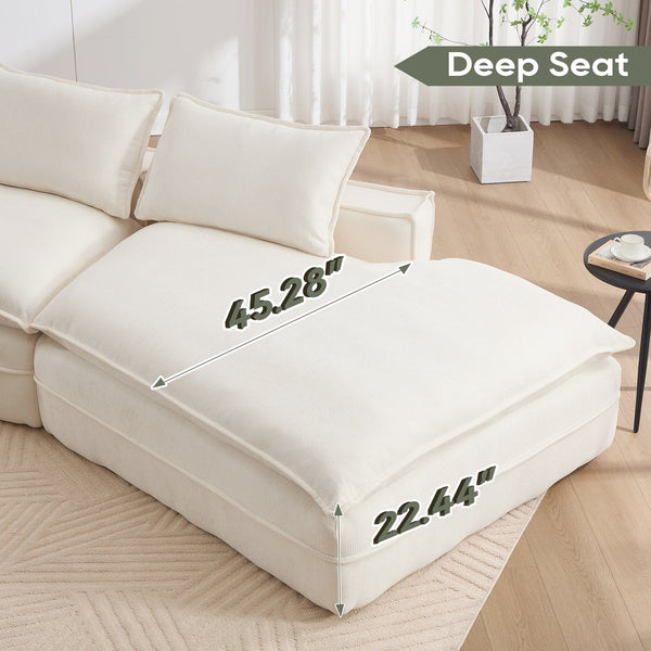 English Elm Modern Minimalist Modular Sectional Sofa - Plush Cloud Couch With Right-Facing Chaise For Cozy Living Spaces W2959S00014