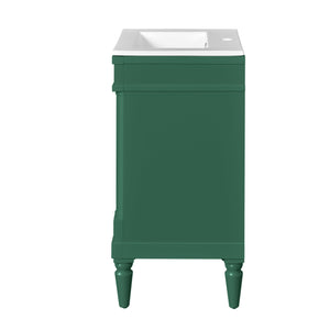 English Elm 18-Inch Modern Bathroom Vanity with Sink Compact Retro Design Durable MDF & Solid Wood Legs Storage-Friendly Green N710P257401F