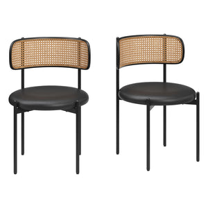 English Elm Adjustable Swivel Barstools Set of 2 Pu Leather Industrial Mid-century Kitchen Island Seating Black T3623P433769
