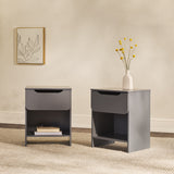 Simple Modern 1-Drawer Nightstand - Set of 2 Dark Grey DOMB4CDGC-2PK Walker Edison