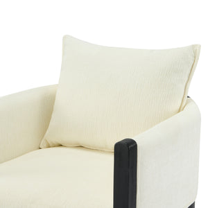 English Elm Christopher Knight Home® - Linen Upholstered Armchair Set Of 2 – Elegant White Chairs With Black Rubber Wood Legs For Modern Spaces N768P305168B