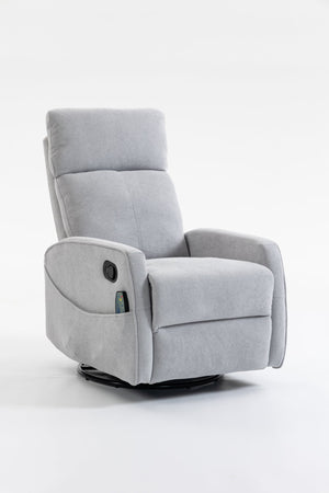 English Elm Short Plush Swivel Recliner Armchair with 360 Degree Rotation for Living Room Grey W547P437355