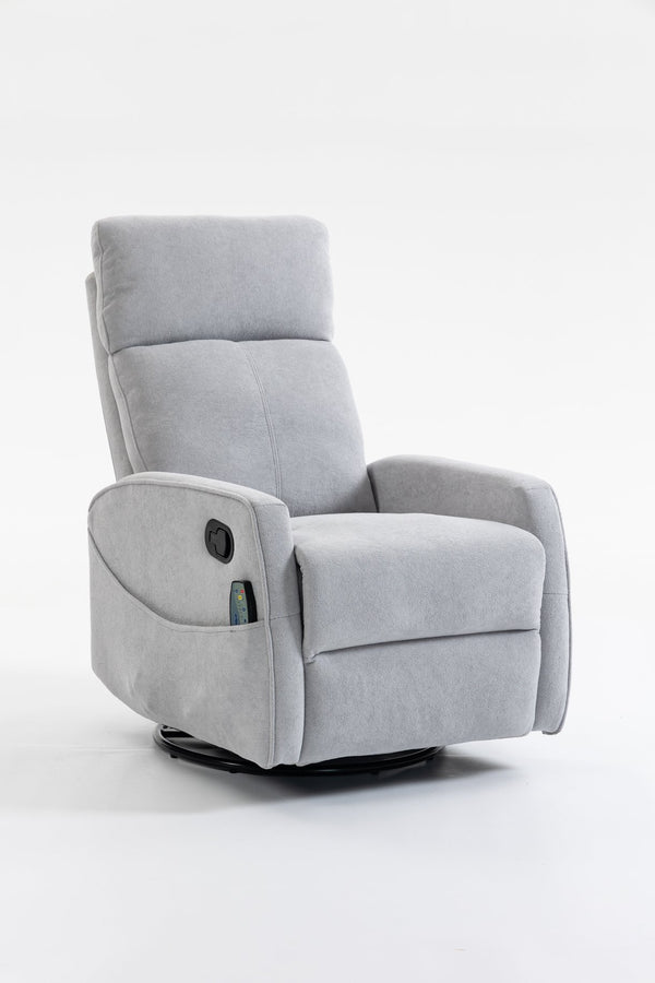 English Elm Short Plush Swivel Recliner Armchair with 360 Degree Rotation for Living Room Grey W547P437355
