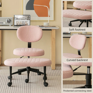 English Elm Ergonomic Cross Legged Office Chair with Lumbar Support Swivel Base and Rolling Casters Pink W3394P419036