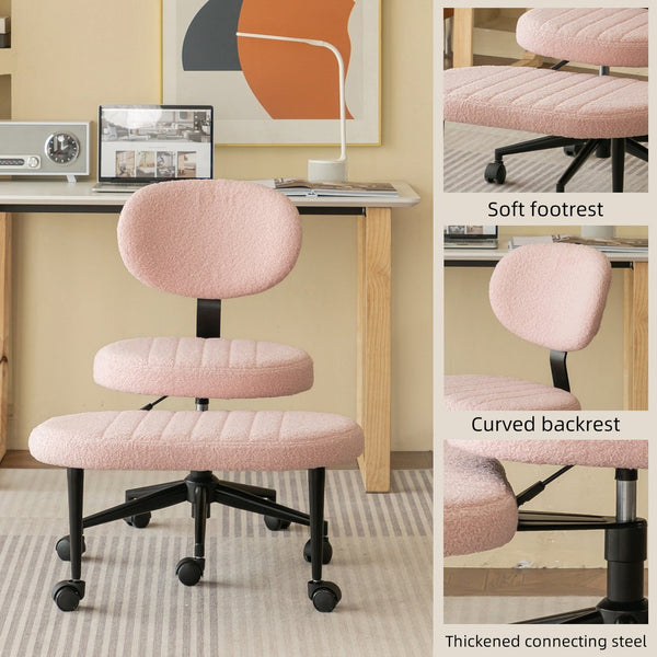 English Elm Ergonomic Cross Legged Office Chair with Lumbar Support Swivel Base and Rolling Casters Pink W3394P419036