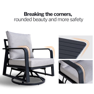 English Elm Fr Outdoor Swivel Rocker Chair Set of Two with Memory Foam and Aluminum Frame W5382S00002