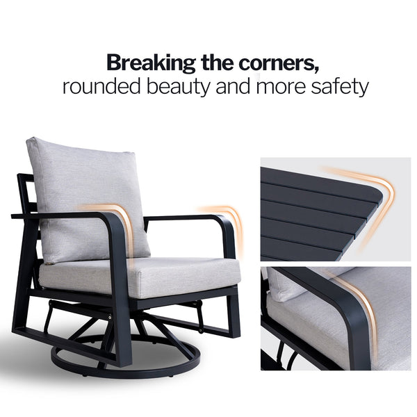 English Elm Fr Outdoor Swivel Rocker Chair Set of Two with Memory Foam and Aluminum Frame W5382S00002