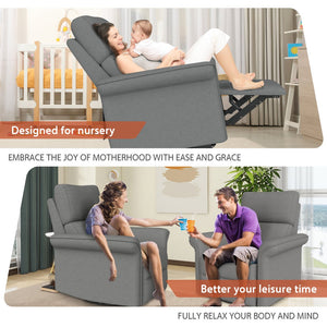English Elm 270° Swivel Power Recliner Velvet Glider Rocker with Usb Ports for Living Room W1028S00057