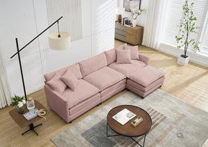 English Elm 108-inch Modular Chenille Sectional Sofa Deep Seat L-shape for Open Living Rooms Pink W2795S00047
