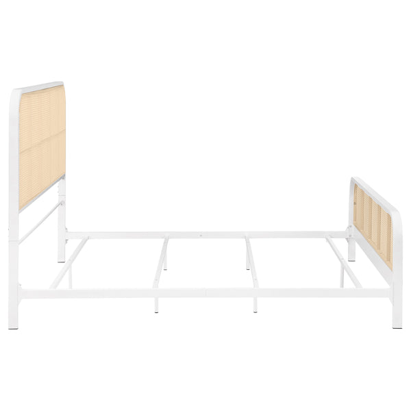 English Elm Randall Coastal Woven Cane Webbing Eastern King Bed with Airy Metal Frame White B062P447776