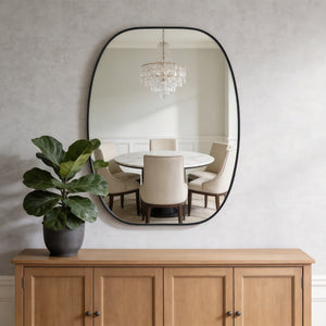English Elm 30x40 Oval Wall Mirror Slim Metal Frame Distortion Free Glass Bathroom Entryway Accent Black W2203P476481
