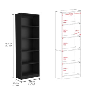 English Elm Kenyon Slim Two-Piece Bookcase Set with 10 Shelves — Modern Durable Particleboard Storage Solution Black 45 L x 16 W x 6 H B200S00300