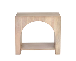 Sunpan SALMA Side Table - Elegant Arched Design in Whitewashed Solid Acacia for Modern Living Spaces 110156