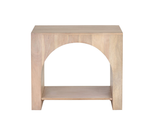 Sunpan SALMA Side Table - Elegant Arched Design in Whitewashed Solid Acacia for Modern Living Spaces 110156