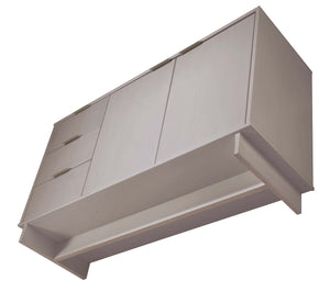 English Elm Granville 55" Sideboard with Solid Wood Ribbed Drawers, Gold Steel Handles & 3 Concealed Shelves LIGHT GREY B365S00119