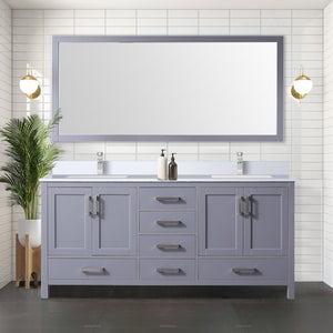 English Elm Dark Grey Double Bath Vanity 72 in W x 22 in D with Cultured Marble Top, Soft-Close Drawers & Mirror B2731S00793
