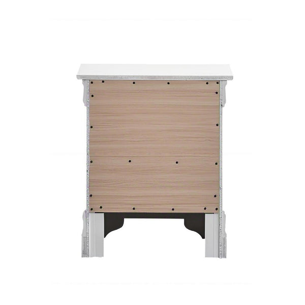English Elm Verona Pearl White Nightstand with Dovetailed Drawers, Gold & Faux Crystal Handles, Fully Assembled B078P384070