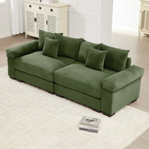 English Elm 92" Oversized Cloud Modular Sectional Couch With Corduroy Fabric, Ergonomic Design & Easy Assembly W714S01329