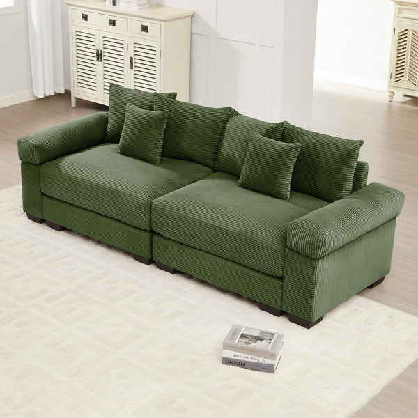 English Elm 92" Oversized Cloud Modular Sectional Couch With Corduroy Fabric, Ergonomic Design & Easy Assembly W714S01329