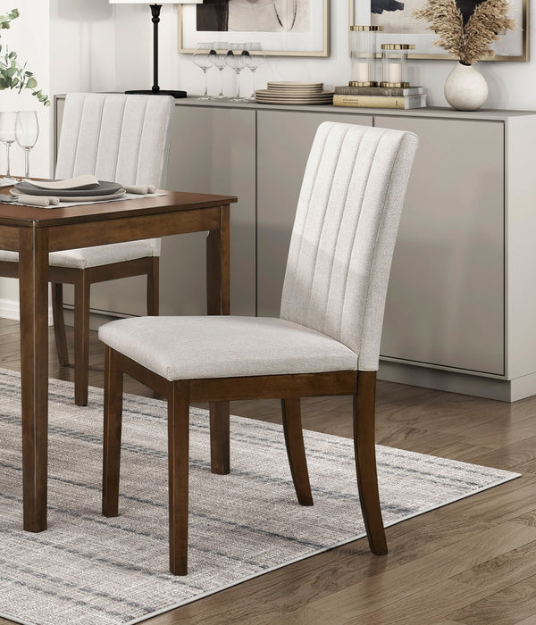 English Elm Contemporary 5pc Dining Set with Upholstered Side Chairs and Brown Wood Table, Simple Assembly B011S01413