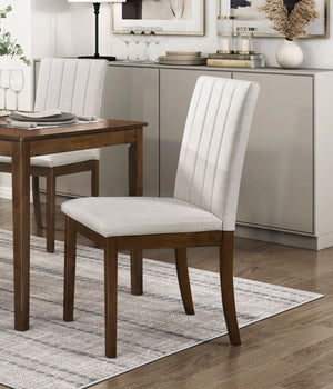 English Elm Contemporary Brown Fabric Dining Chairs Set of 2 — Upholstered Seat & Back, Wooden Frame, 19x24x38.5" B011P242834