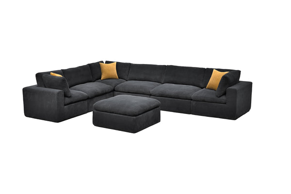 English Elm Coffee Bean Textured Modular Sectional Sofa Low Profile Contemporary Living Room Dark Gray B2748S00081