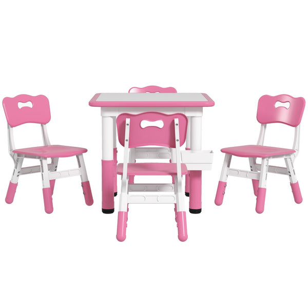 English Elm Qaba Kids Table And Chair Set - Adjustable 5-Piece Toddler Furniture With Storage, Easy Clean Design W2225P217316-GIGA