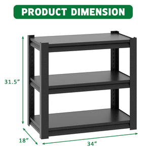 English Elm 20-30 Gallon Fish Tank Stand with Adjustable 3-Tier Metal Shelves, Heavy-Duty Stylish Rack for Home Office Black T2398P211225
