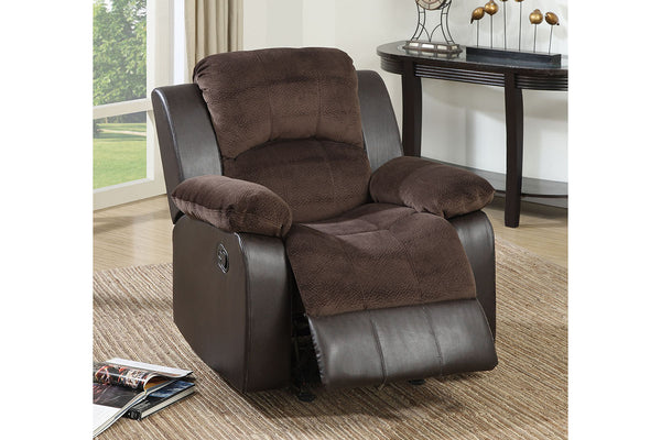 English Elm Motion Recliner Chair with Bonded Leather Upholstery, Solid Wood Frame, Smooth Metal Recline Mechanism Chocolate 37 L x 32 W x 26 H B011P205232