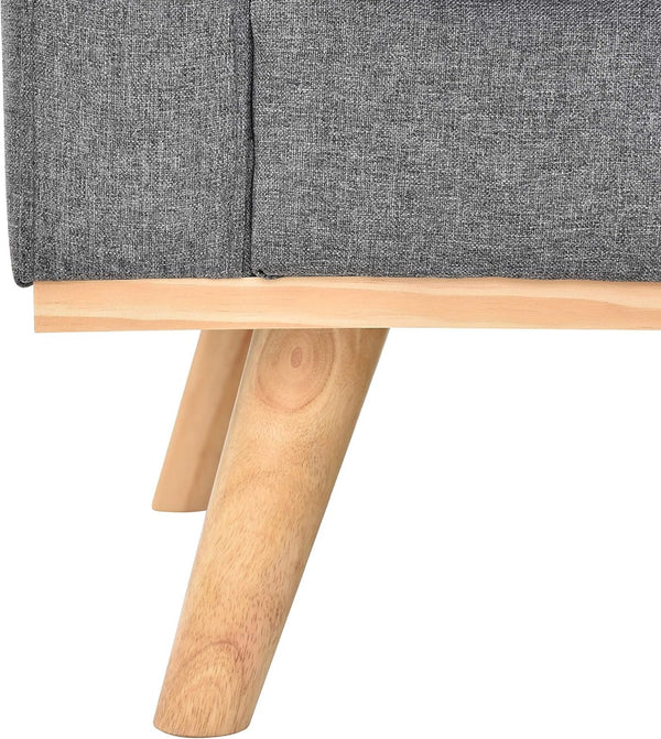 English Elm 1pc Mid-century Modern Linen-like Sectional with Tufted Back and Reversible Chaise B011P203039