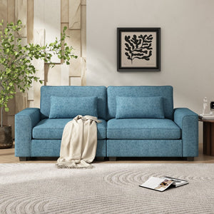 English Elm Package Contemporary Fabric Sofa with Black Legs Plush Cushions for Modern Living N767P206230U_N767P206233U