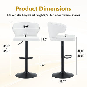 English Elm Modern Oil-wax Upholstered Swivel Barstools with Ergonomic High Back for Kitchen Islands Black White W2920P419850