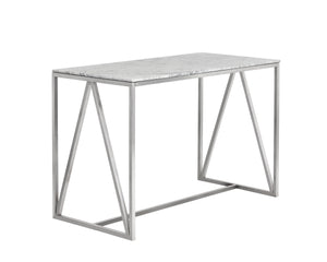 Sunpan Abel Counter Table - Contemporary Design with Stunning White Marble Top for Modern Interiors Stainless Steel
