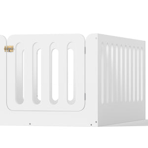 English Elm Twin Solid Pine Montessori Floor Bed with House Frame Door and Safety Fence Light White W5305P420635