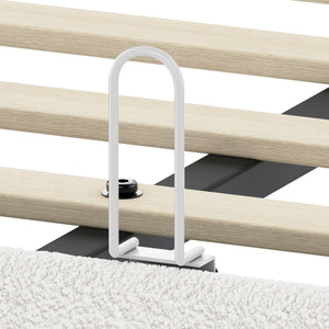 English Elm Boucle Cloud Upholstered Full Platform Bed with Adjustable Curved Headboard in White N733P439489K
