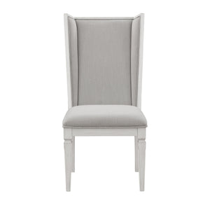 English Elm Katia Elegant Linen Upholstered Side Chair with Padded 3" Cushion, Rubberwood Frame for Dining & Office Comfort Gray,White 45 L x 24 W x 15 H B2726P268886