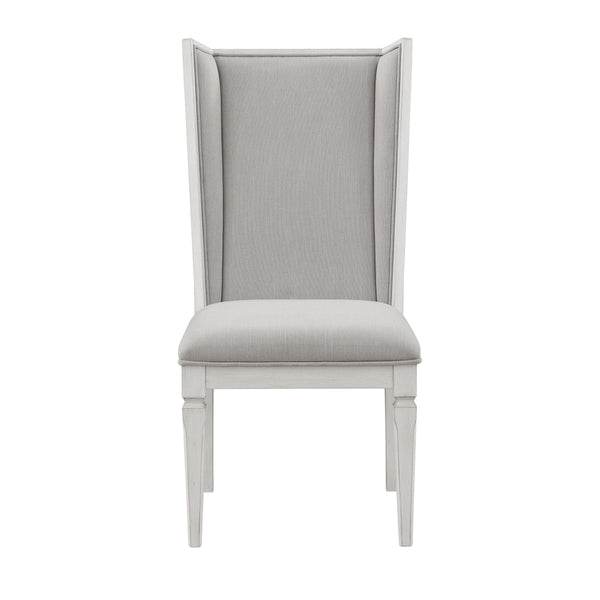 English Elm Katia Elegant Linen Upholstered Side Chair with Padded 3" Cushion, Rubberwood Frame for Dining & Office Comfort Gray,White 45 L x 24 W x 15 H B2726P268886