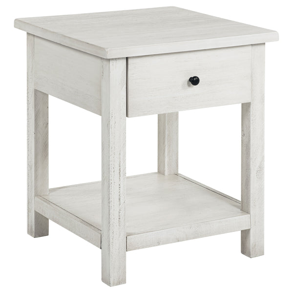 English Elm Castleton Farmhouse Pine End Table with Open Shelf and Drawer for Living Spaces B062P451649