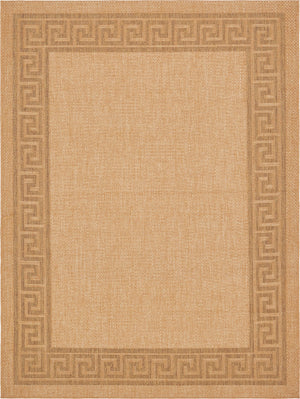 Unique Loom Outdoor Border Greek Key Machine Made Geometric Rug Light Brown, Light Brown/Tan/Brown 9' 0" x 12' 2"