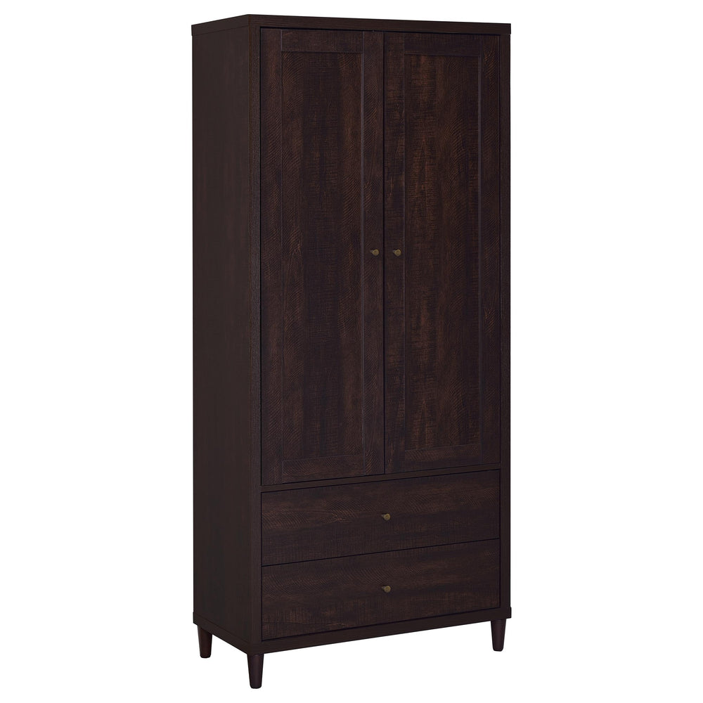 English Elm Nestor Rustic Tobacco 2-Drawer Tall Accent Cabinet with 2 Doors — Slim 72" Storage Console for Living Room B062P353488
