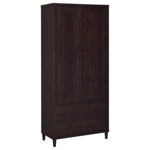 English Elm Nestor Rustic Tobacco 2-Drawer Tall Accent Cabinet with 2 Doors — Slim 72" Storage Console for Living Room B062P353488