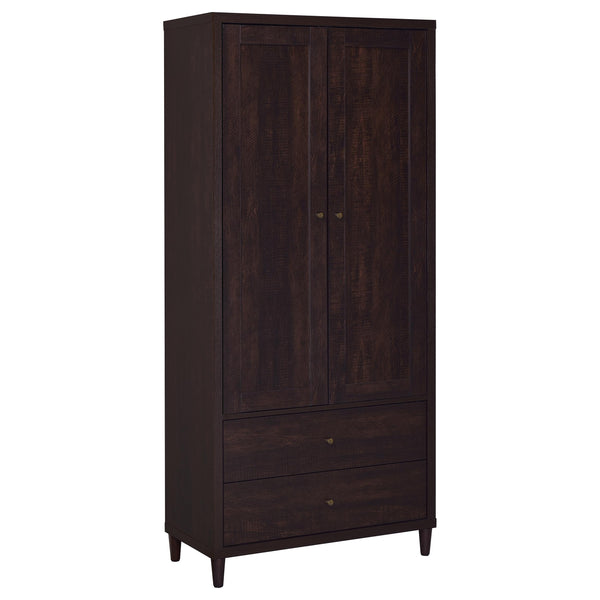 English Elm Nestor Rustic Tobacco 2-Drawer Tall Accent Cabinet with 2 Doors — Slim 72" Storage Console for Living Room B062P353488